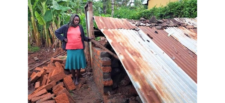 Woman next to home